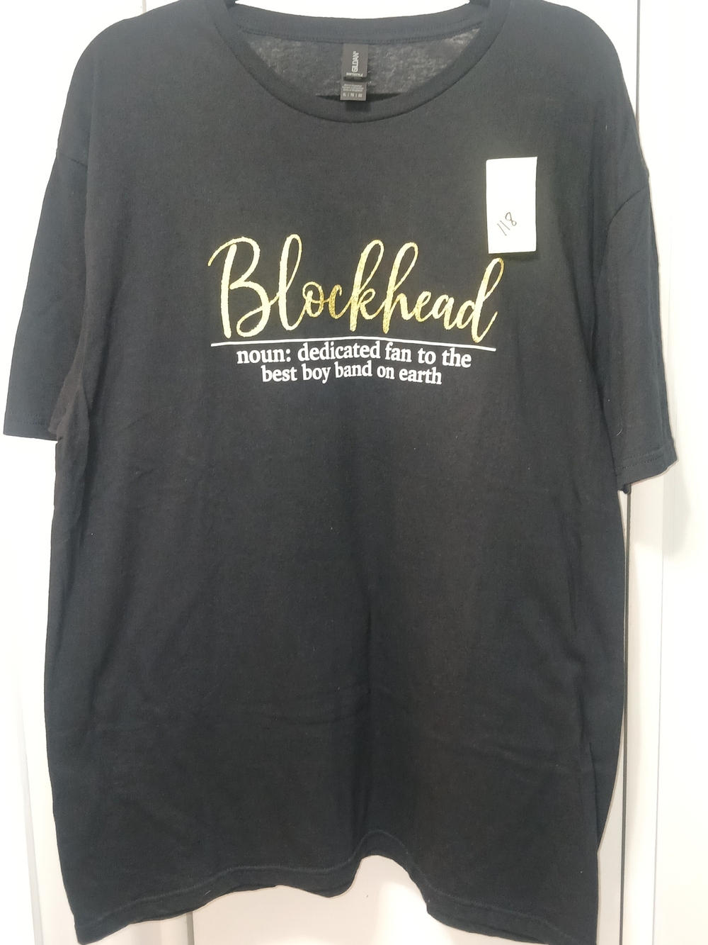 Gildan Black Blockhead Graphic Tee with Gold Script